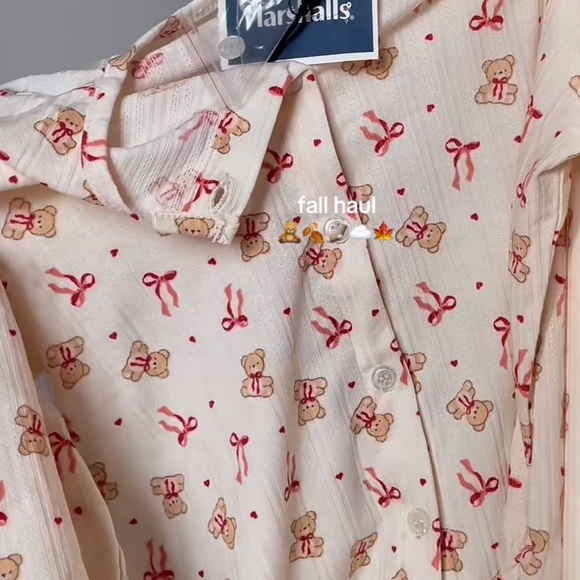 Intimates Sleepwear Viral Teddy Bear Bow Pajamas Pointelle So